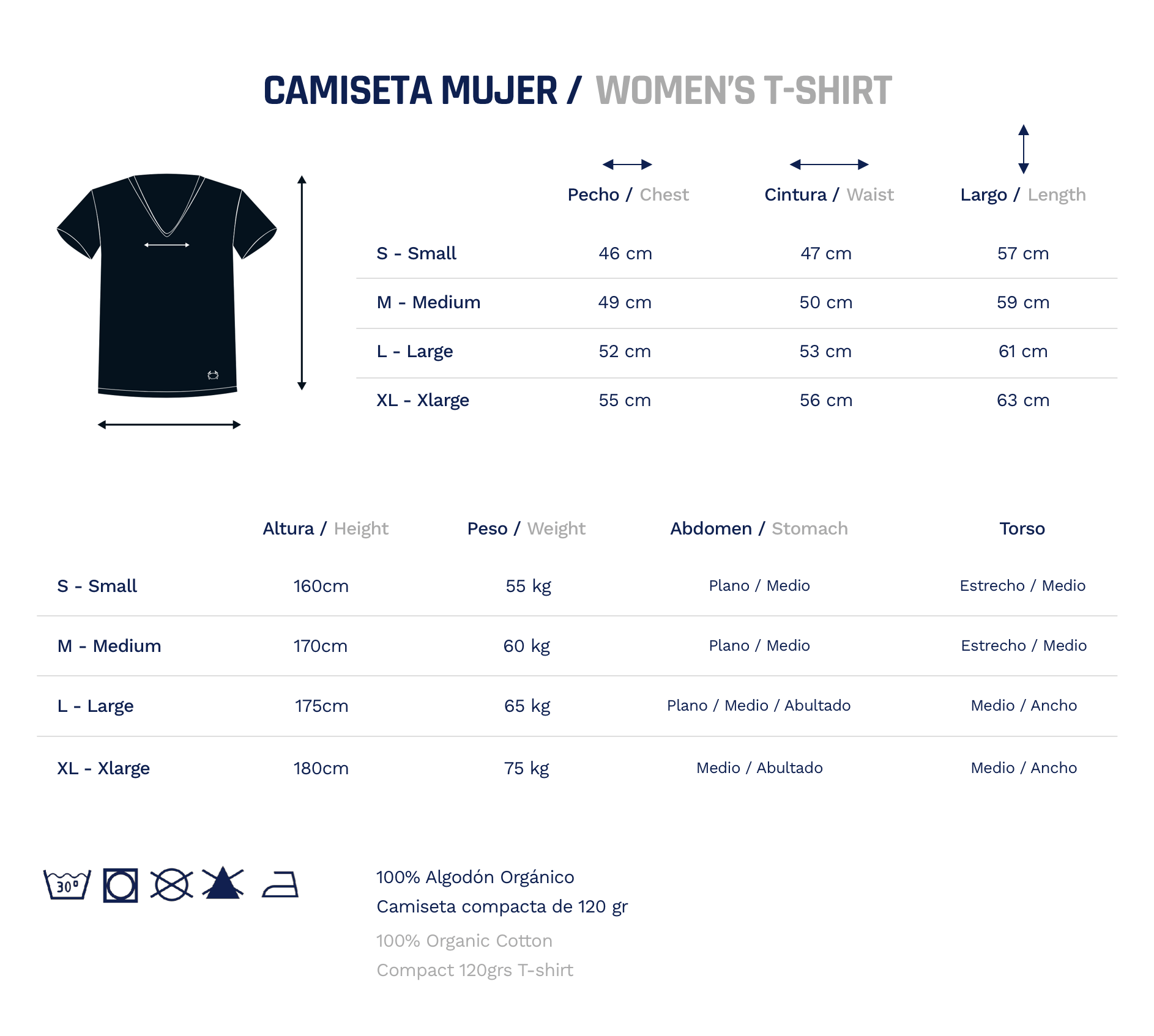 Size Guide Camisetas para mujer